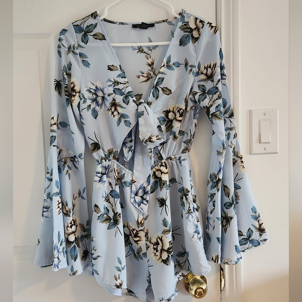 Revamped Blue and White Tie Front Blouse